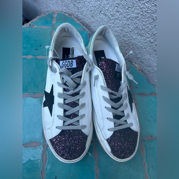 Golden Goose White Hi-Star sneakers with glittery insert and black star - Picture 8 of 16